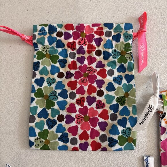 Brighton Cloth Jewelry Gift Bags Lot Of 3 Floral Hearts - Picture 3 of 7